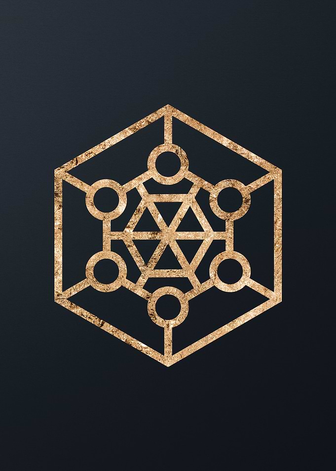 Gold Geometric Glyph Sign