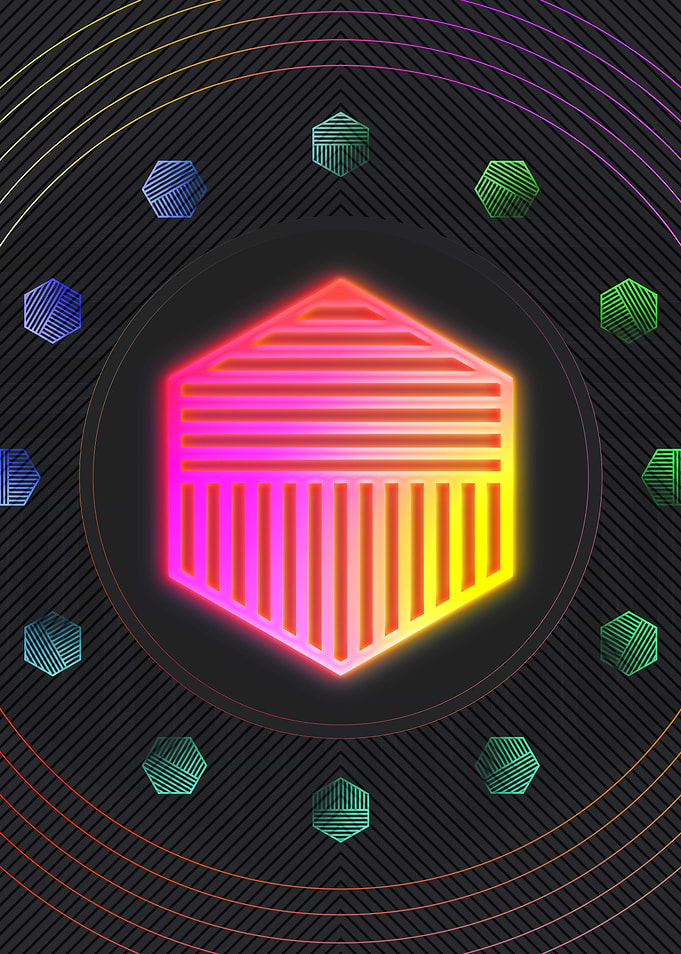Neon Geometric Glyph Sign