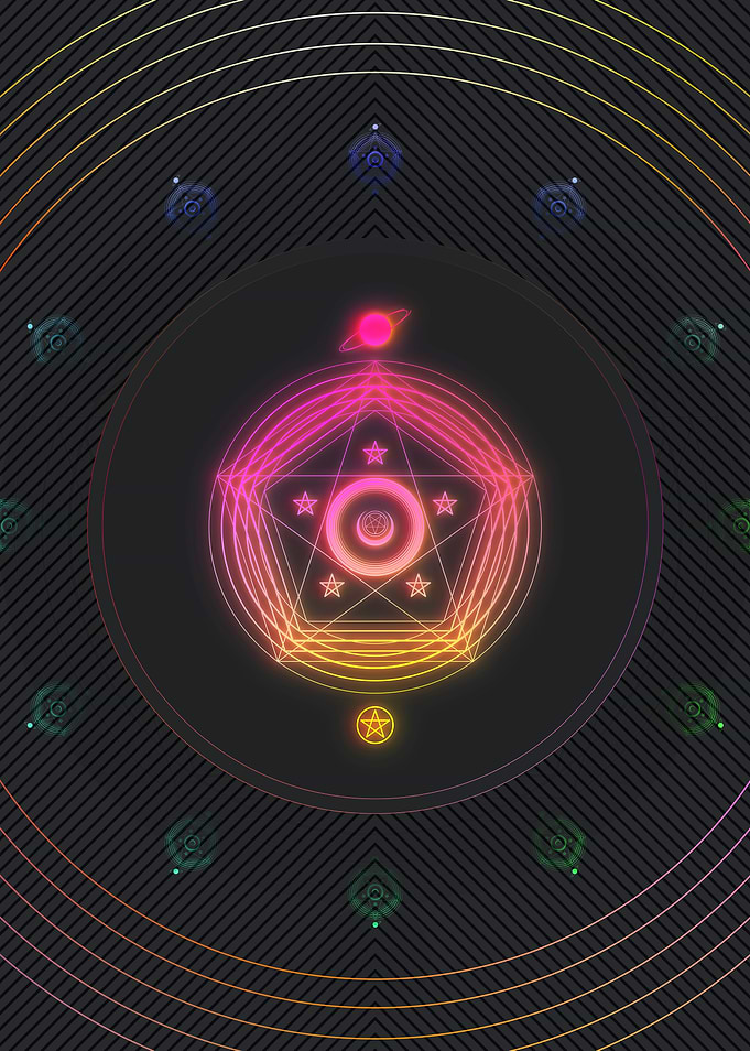 Neon Geometric Glyph Sign