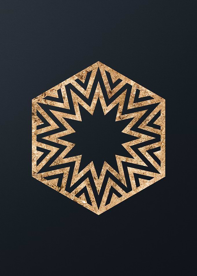 Gold Geometric Glyph Sign