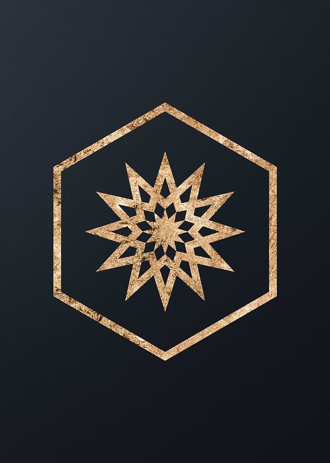 Gold Geometric Glyph Sign