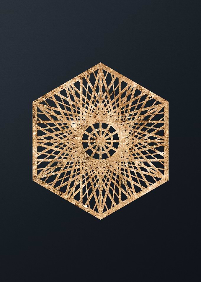 Gold Geometric Glyph Sign