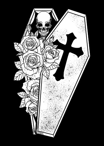 Coffin Skull Roses Gothic
