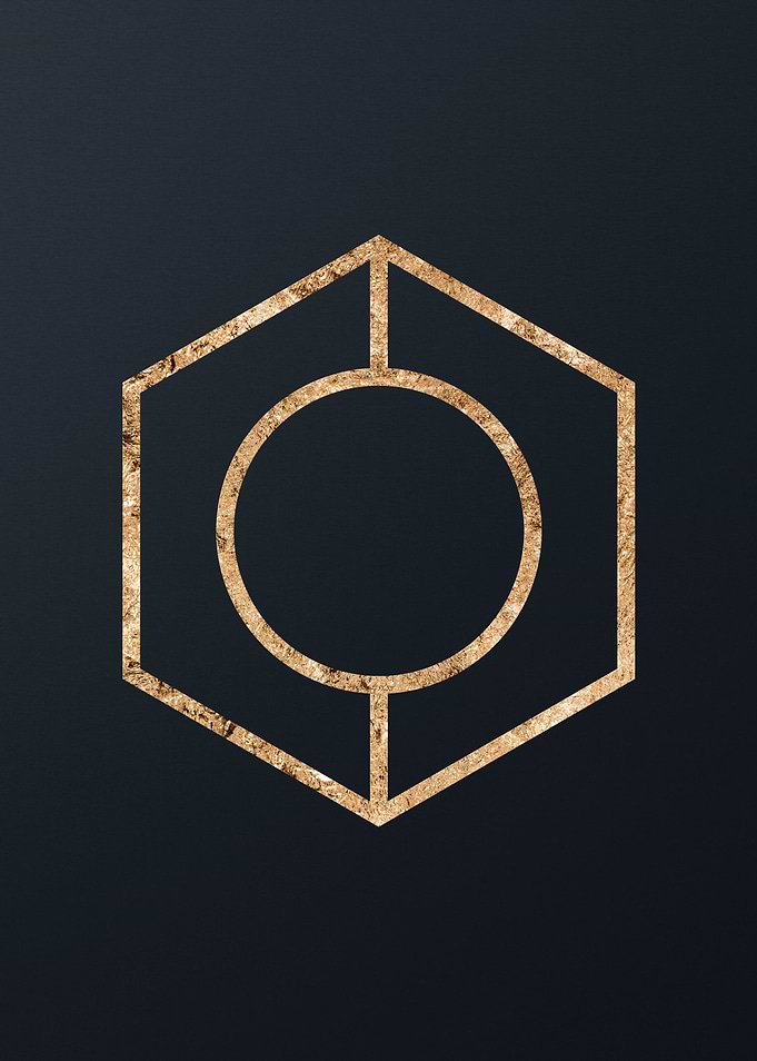 Gold Geometric Glyph Sign