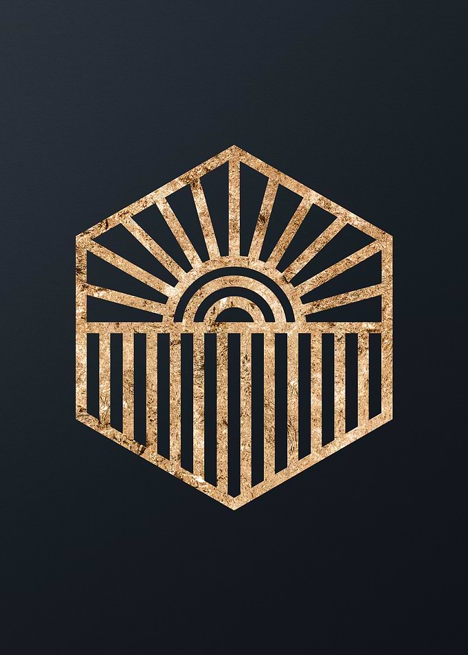 Gold Geometric Glyph Sign