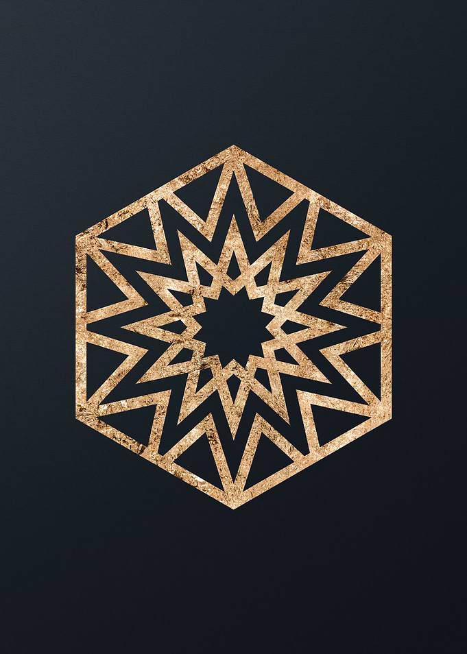 Gold Geometric Glyph Sign