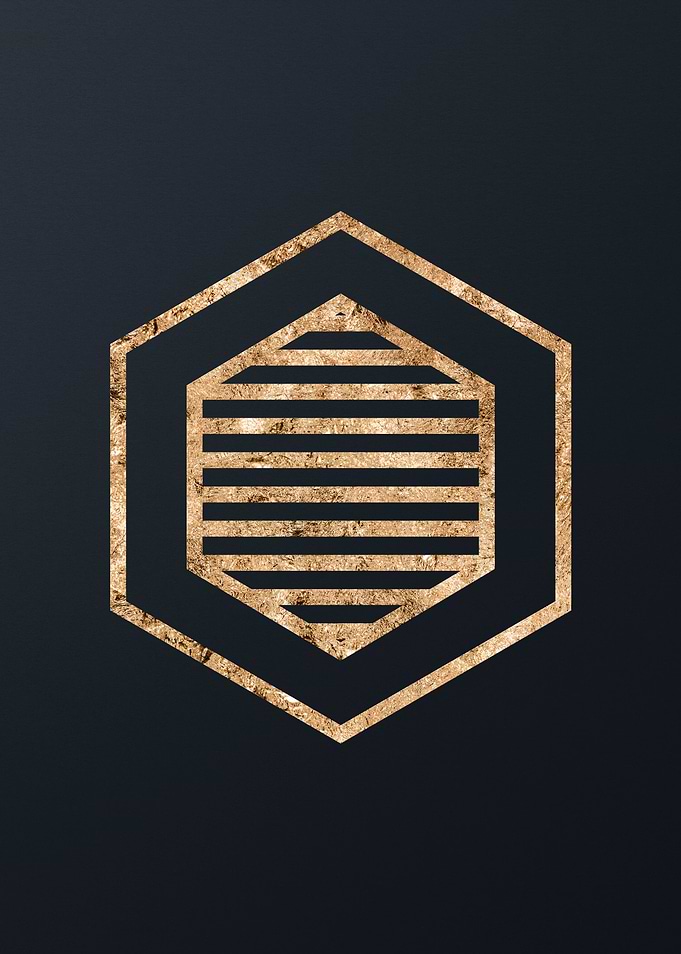 Gold Geometric Glyph Sign