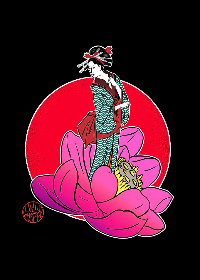 Geisha in a lotus flower