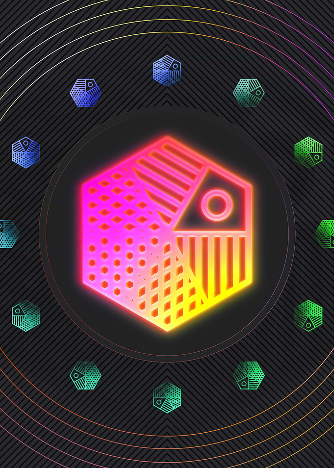 Neon Geometric Glyph Sign
