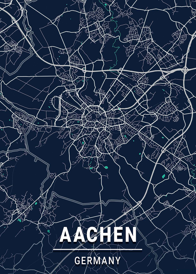 Aachen City Map Germany