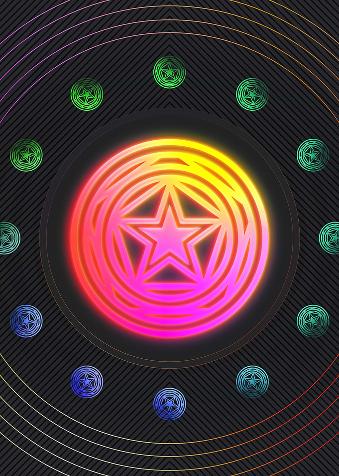 Neon Geometric Glyph Sign