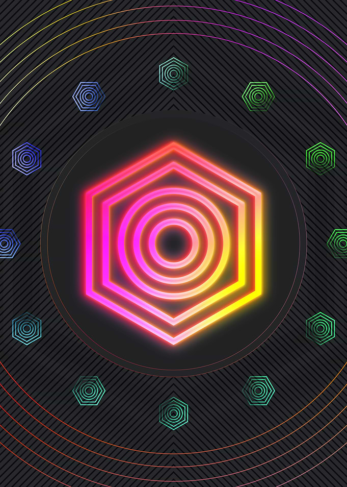 Neon Geometric Glyph Sign