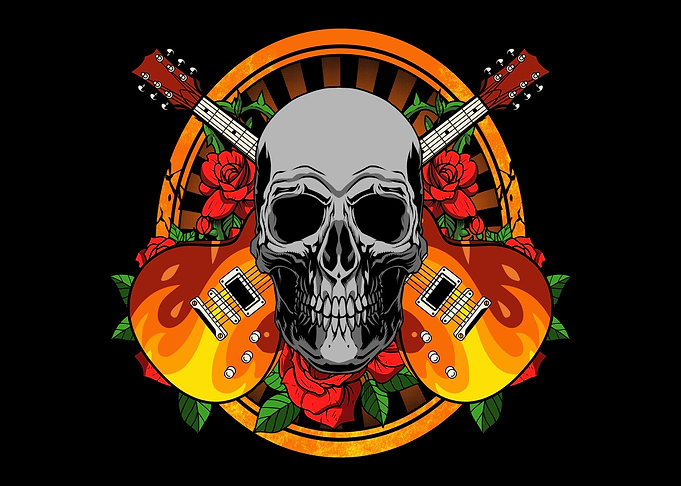 Guitar Skull Roses