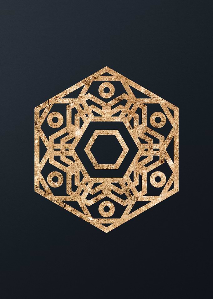 Gold Geometric Glyph Sign
