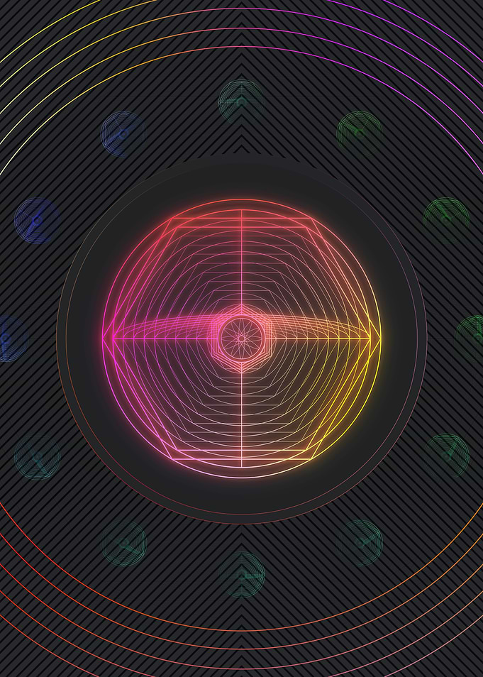 Neon Geometric Glyph Sign