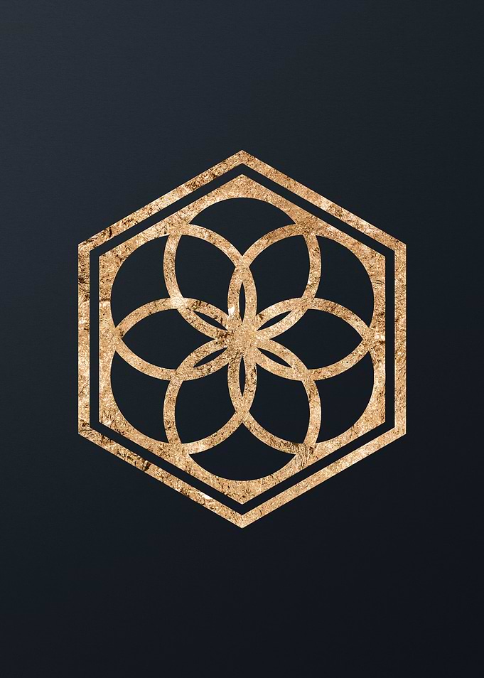 Gold Geometric Glyph Sign