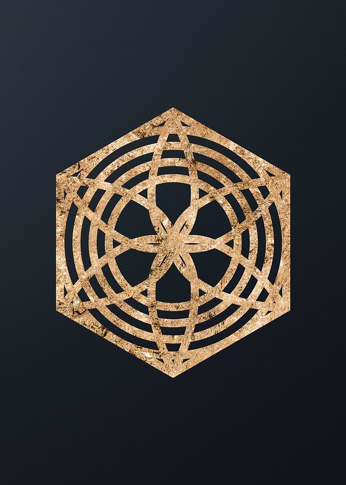 Gold Geometric Glyph Sign