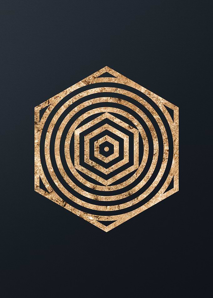 Gold Geometric Glyph Sign
