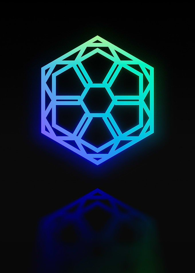 Neon Geometric Glyph Sign