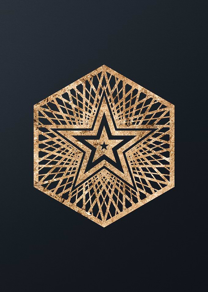 Gold Geometric Glyph Sign