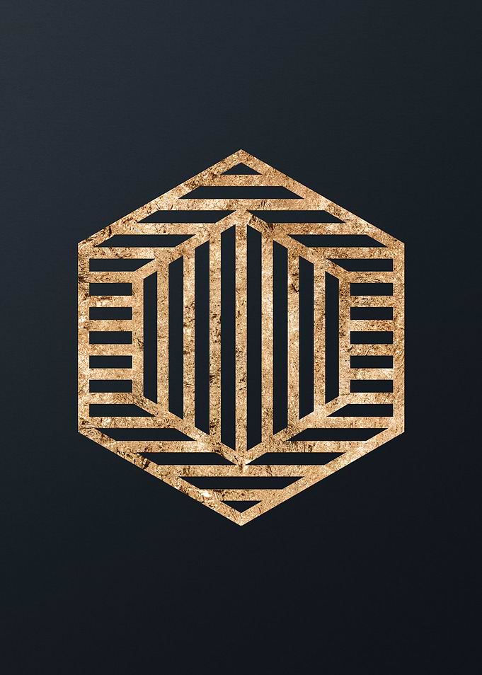 Gold Geometric Glyph Sign