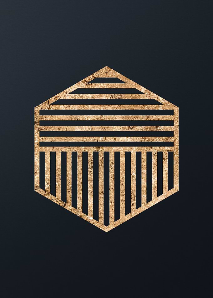 Gold Geometric Glyph Sign
