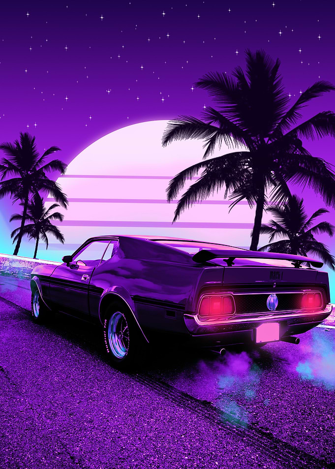 80s car vaporwave