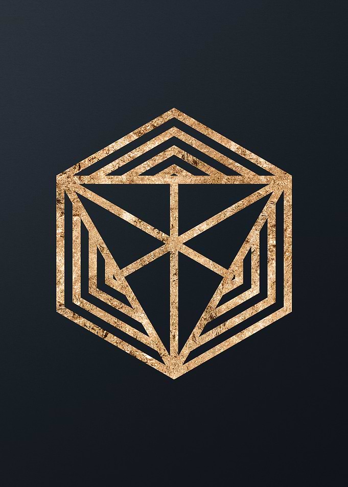 Gold Geometric Glyph Sign