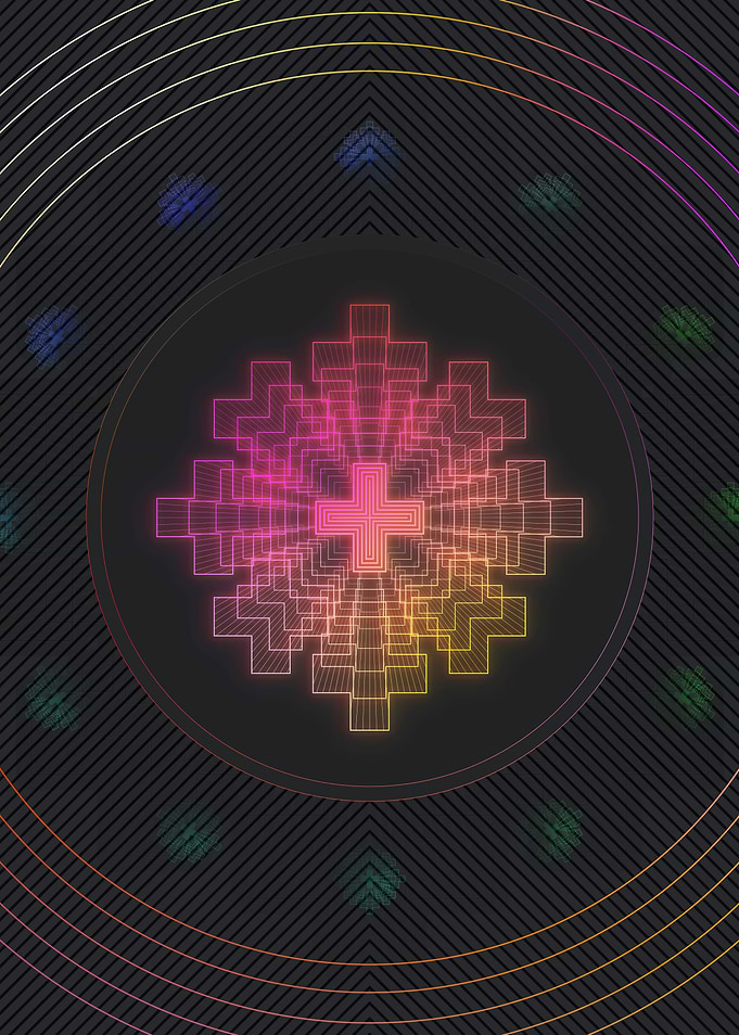 Neon Geometric Glyph Sign