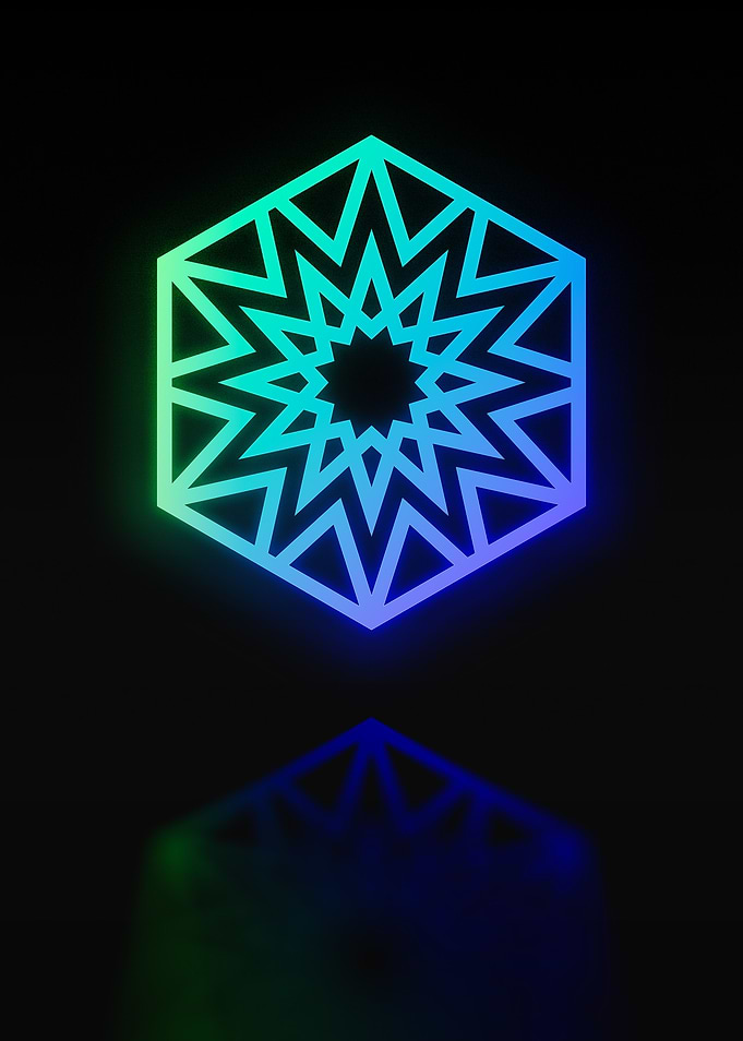 Neon Geometric Glyph Sign