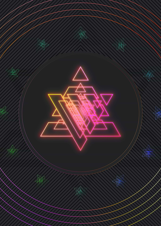 Neon Geometric Glyph Sign