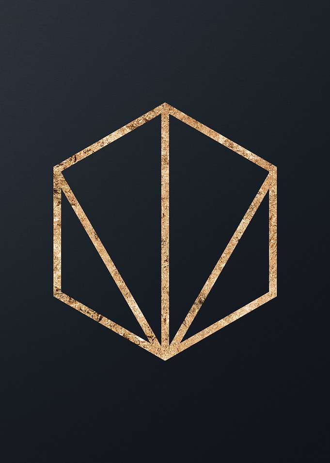 Gold Geometric Glyph Sign