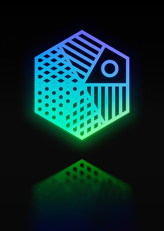 Neon Geometric Glyph Sign