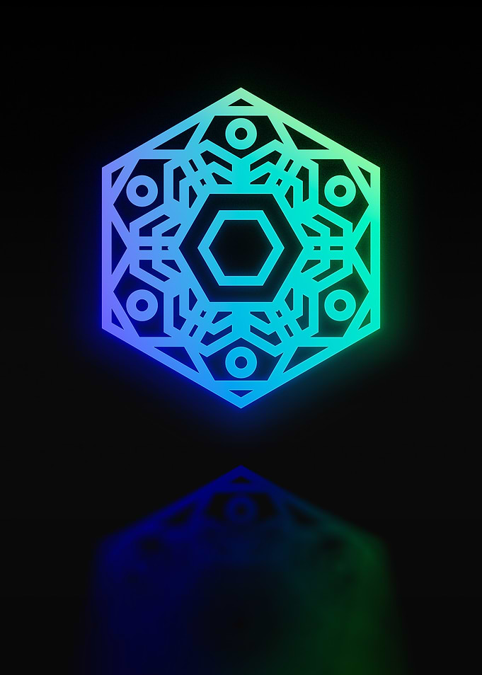 Neon Geometric Glyph Sign