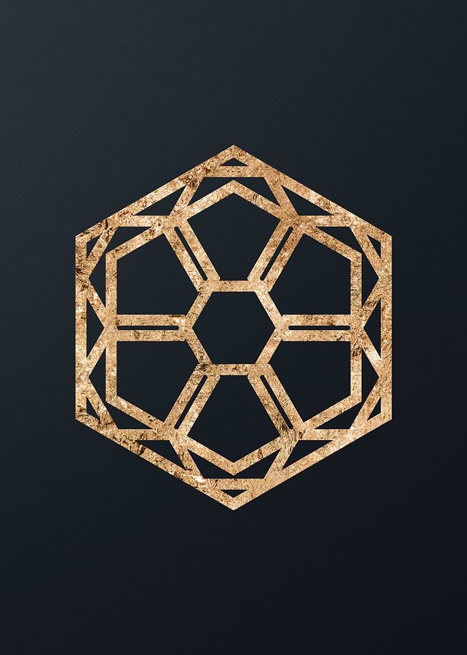Gold Geometric Glyph Sign