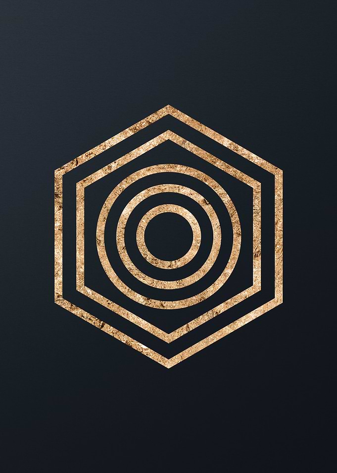 Gold Geometric Glyph Sign