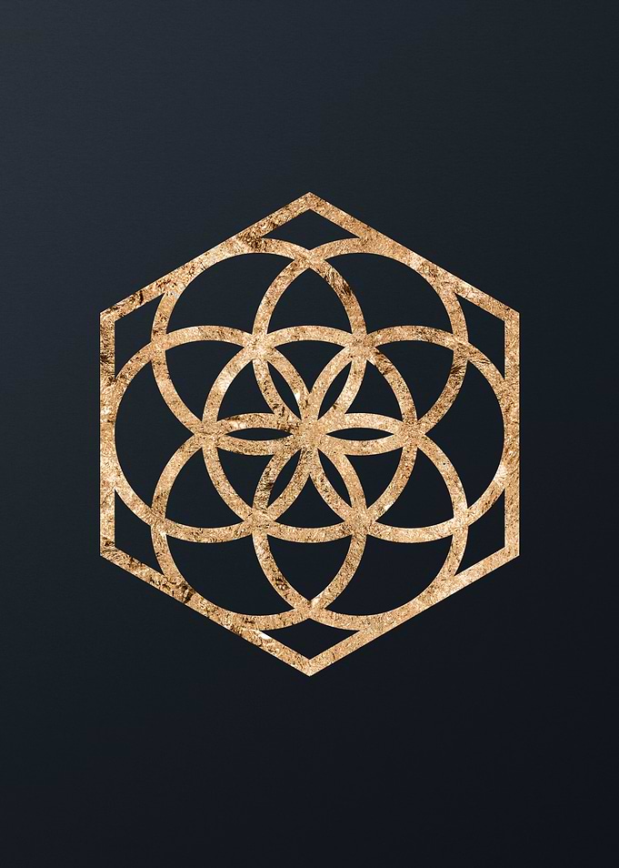 Gold Geometric Glyph Sign