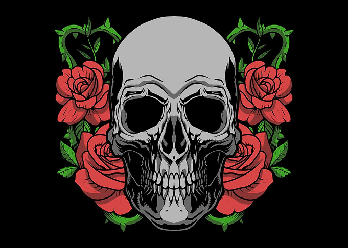 Skeleton Skull Roses