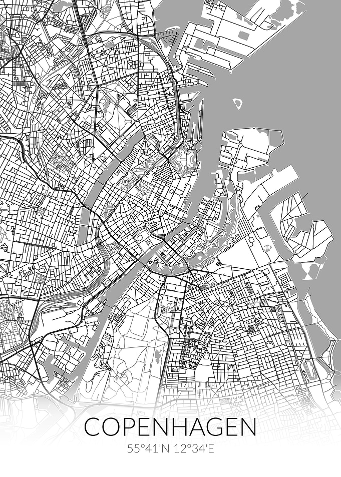 Copenhagen City Map White