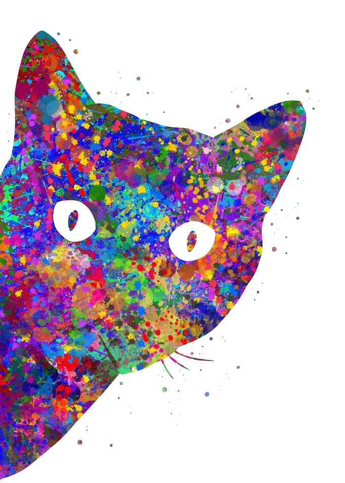 Cat peeking watercolor art