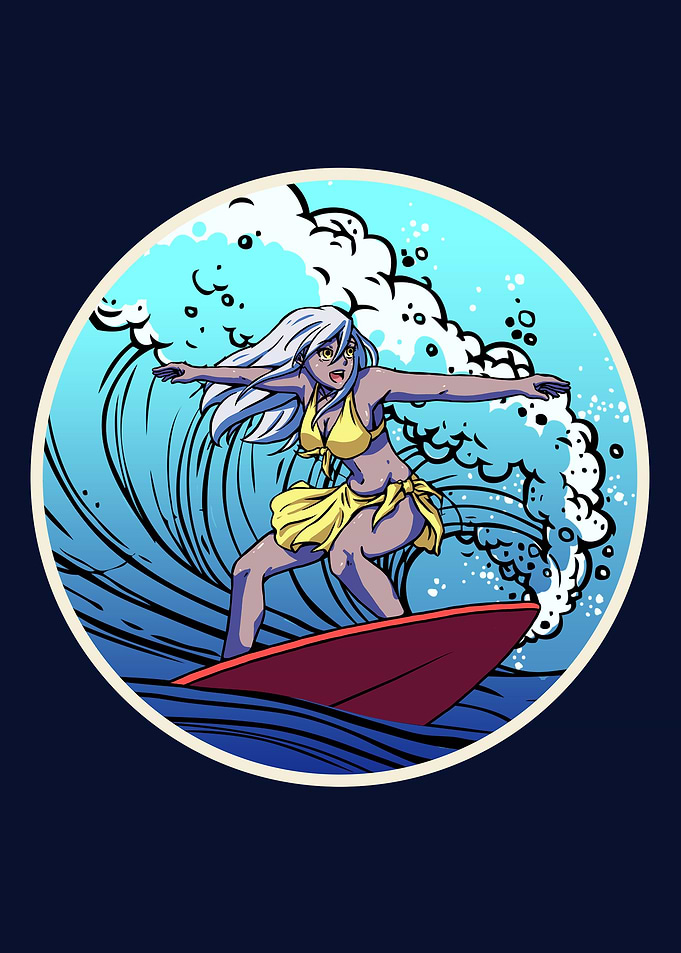 Surfer Anime Girl