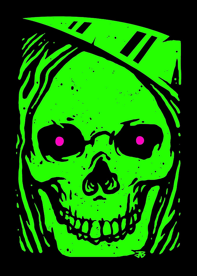 Green Smiling Skull Grim