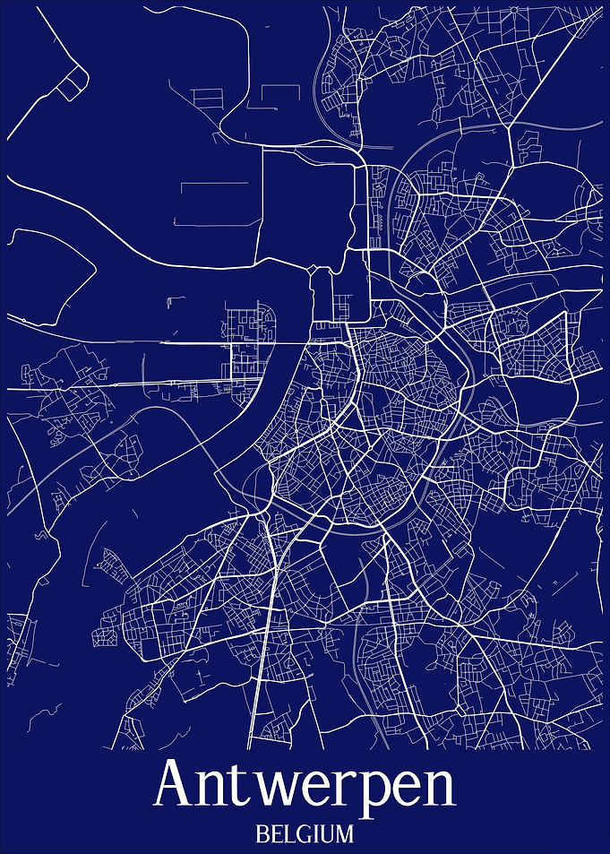 Antwerp City Map blue