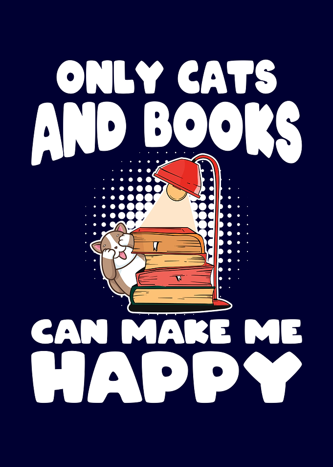 Cats and Books Happy