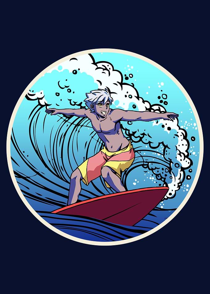 Surfer Anime Boy