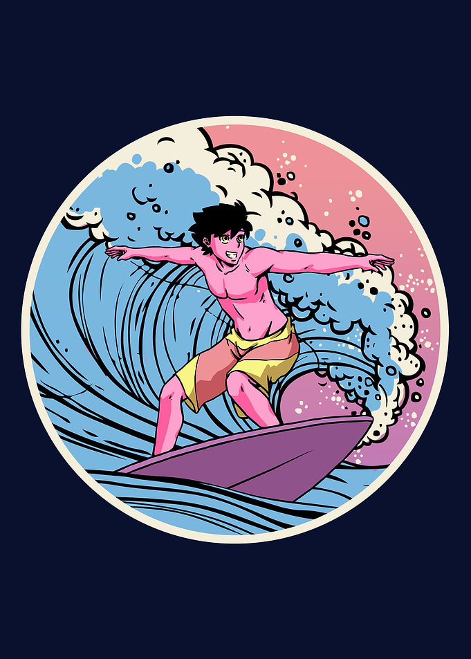 Surfer Anime Boy