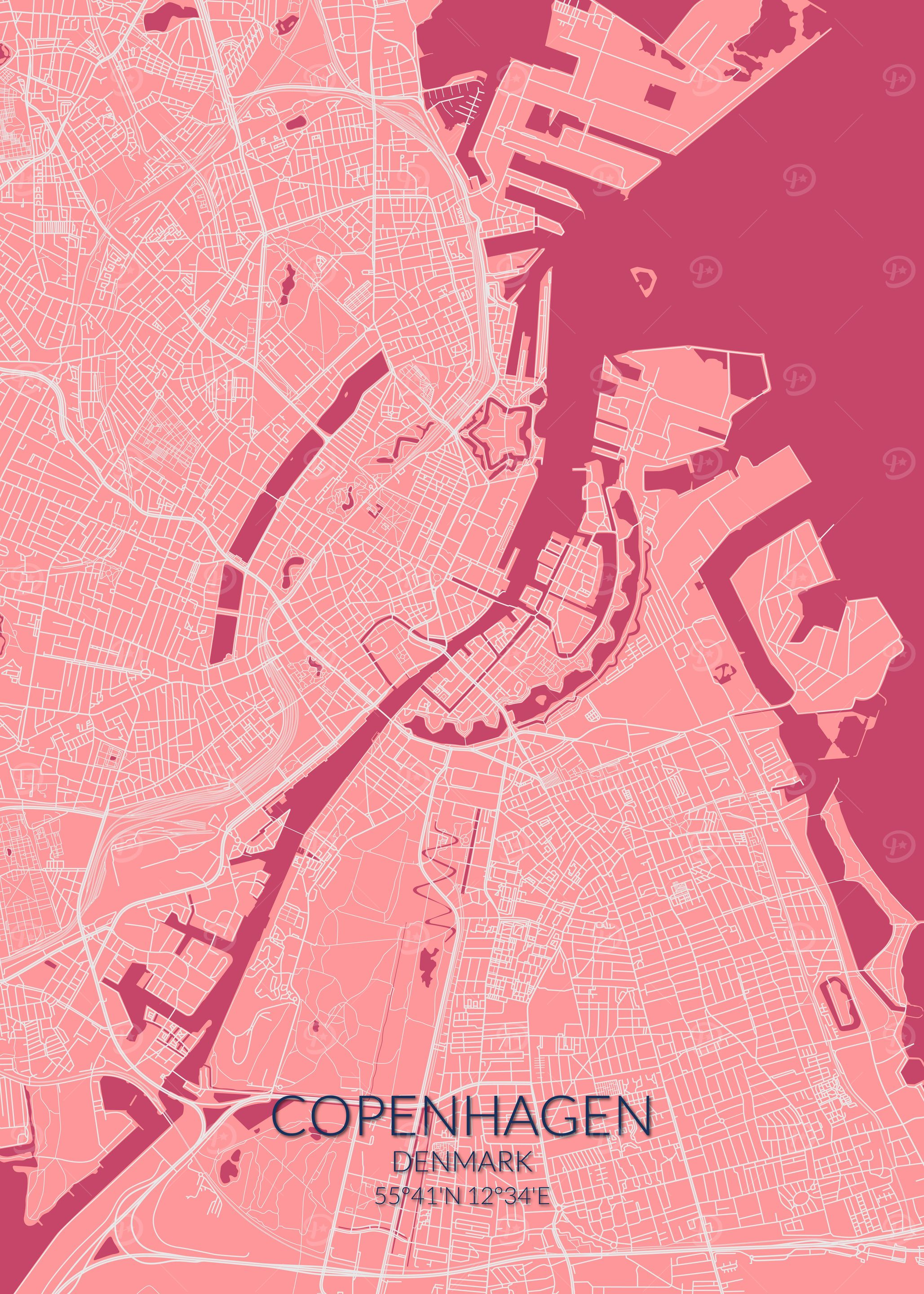 Copenhagen Pink Rose Map