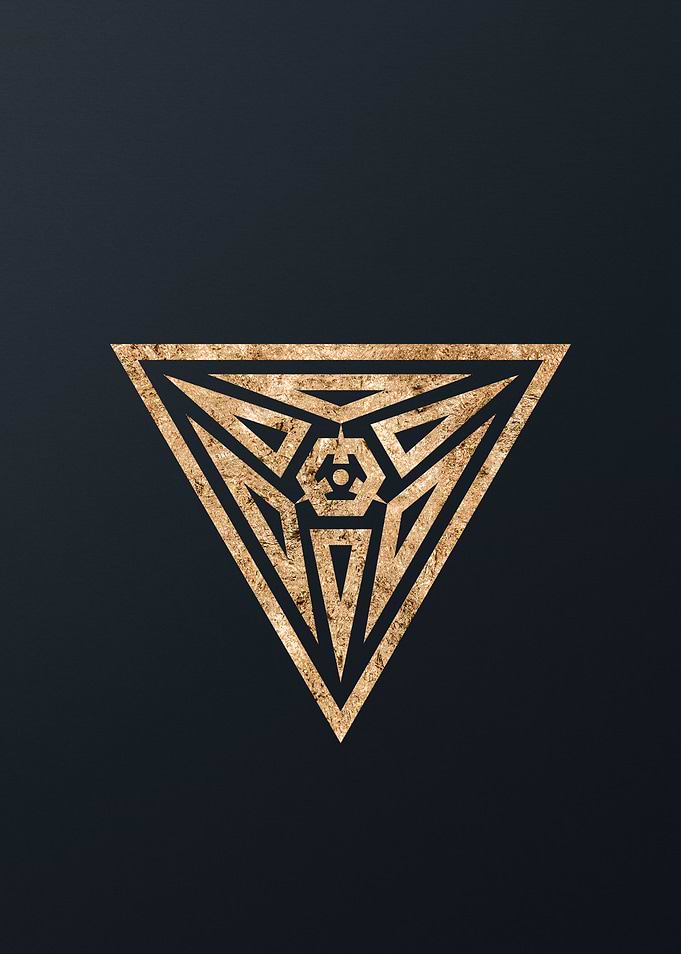 Gold Geometric Glyph Sign