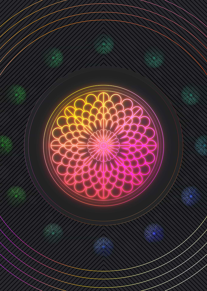 Neon Geometric Glyph Sign