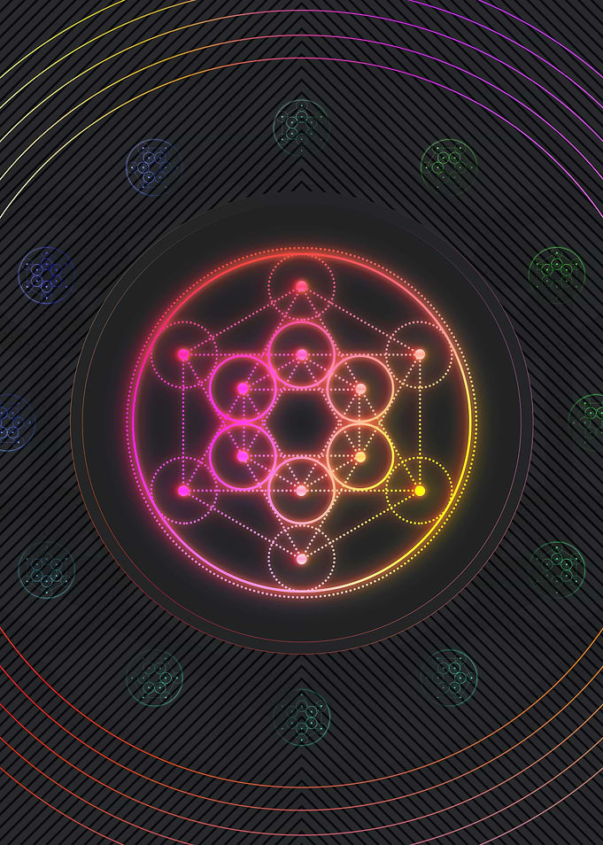 Neon Geometric Glyph Sign